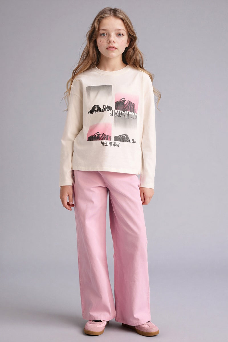DeFacto Pink Girl Girl Wide Leg Gabardine Trousers Casual - Image 2